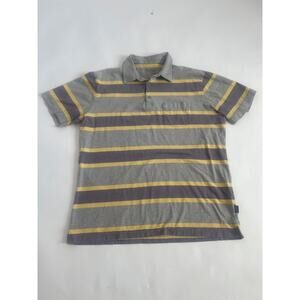 Patagonia Mens Squeaky Clean Polo Yellow Purple Stripes Large